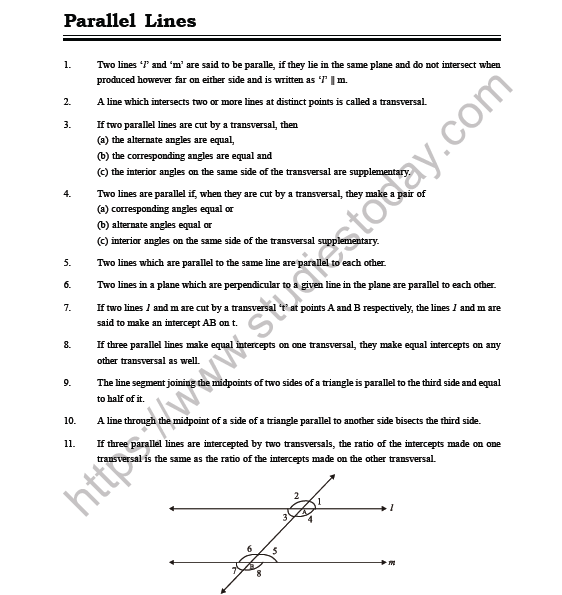 CBSE Class 9 Maths Lines and Angles MCQs, Multiple Choice Questions